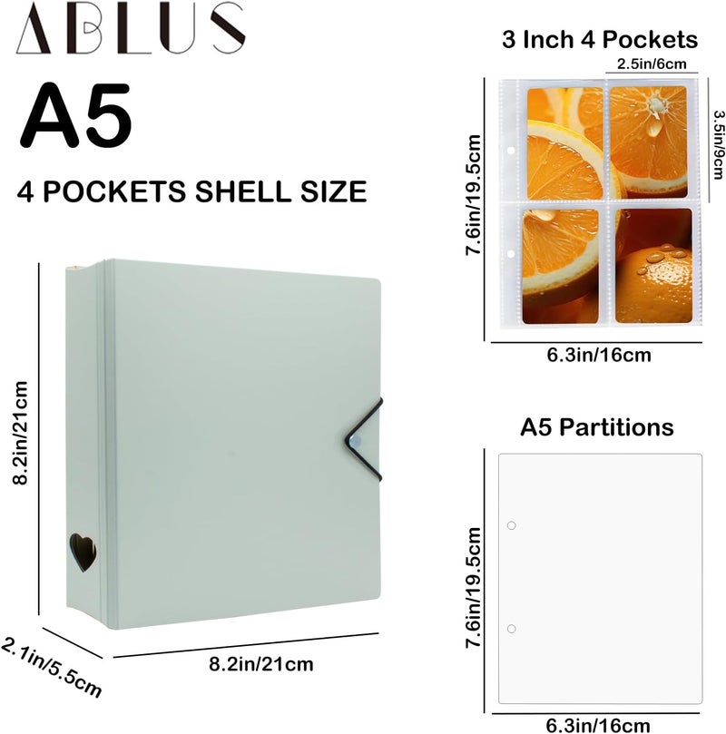 Ablus A5 Kpop Photocard Binder, 2 Ring Binder Photo Album for Fujifilm Instax Mini Camera Polaroid Printer Photo Film, 2x3 inch Kpop Photocard Holder Book with 25 Pages 4 Pocket (Mint) - Image 3
